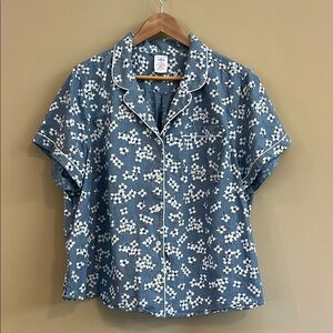 Draper James for Lands’ End Blue Floral Cotton Top